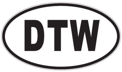 DTW - 3 Letter Initials Oval Magnet