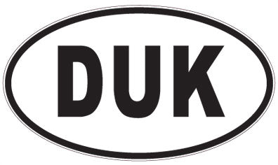 DUK - 3 Letter Initials Oval Sticker