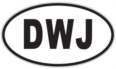 DWJ - 3 Letter Initials Oval Sticker