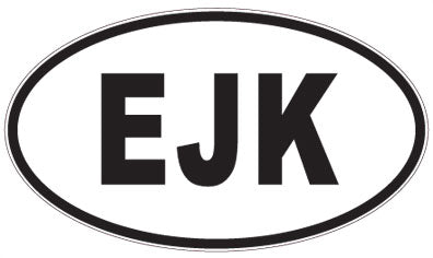 EJK - 3 Letter Initials Oval Magnet