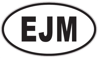 EJM - 3 Letter Initials Oval Magnet