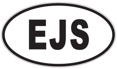 EJS - 3 Letter Initials Oval Sticker