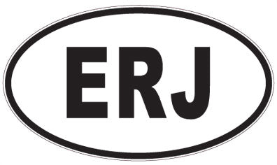 ERJ - 3 Letter Initials Oval Magnet