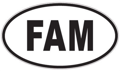 FAM - 3 Letter Initials Oval Magnet