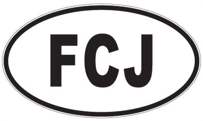 FCJ - 3 Letter Initials Oval Magnet