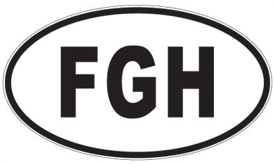FGH - 3 Letter Initials Oval Magnet