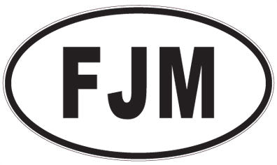 FJM - 3 Letter Initials Oval Sticker