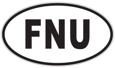 FNU - 3 Letter Initials Oval Magnet