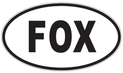 FOX - 3 Letter Initials Oval Sticker