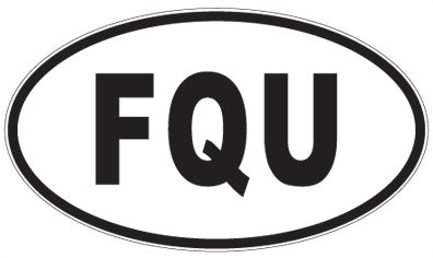 FQU - 3 Letter Initials Oval Magnet