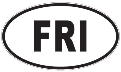 FRI - 3 Letter Initials Oval Sticker