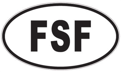 FSF - 3 Letter Initials Oval Sticker