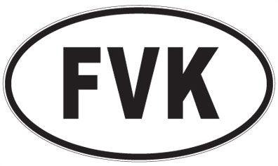 FVK - 3 Letter Initials Oval Sticker