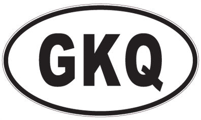 GKQ - 3 Letter Initials Oval Magnet