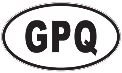 GPQ - 3 Letter Initials Oval Magnet