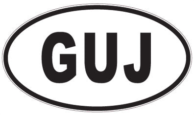 GUJ - 3 Letter Initials Oval Sticker