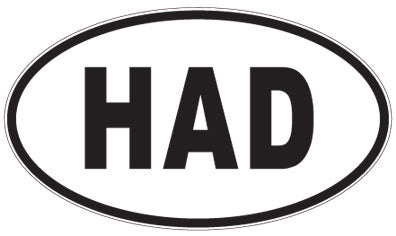 HAD - 3 Letter Initials Oval Magnet