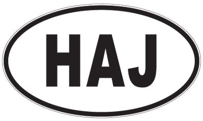 HAJ - 3 Letter Initials Oval Magnet