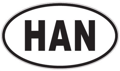 HAN - 3 Letter Initials Oval Magnet