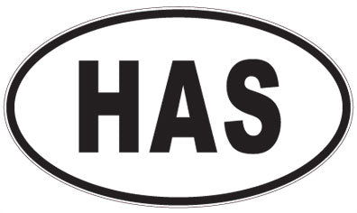 HAS - 3 Letter Initials Oval Sticker