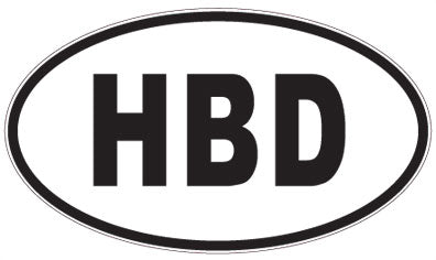 HBD - 3 Letter Initials Oval Sticker