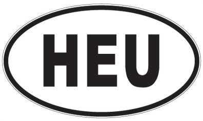 HEU - 3 Letter Initials Oval Sticker