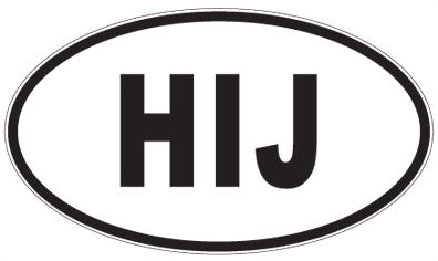 HIJ - 3 Letter Initials Oval Sticker