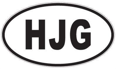 HJG - 3 Letter Initials Oval Sticker