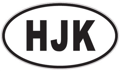 HJK - 3 Letter Initials Oval Sticker