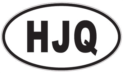 HJQ - 3 Letter Initials Oval Sticker