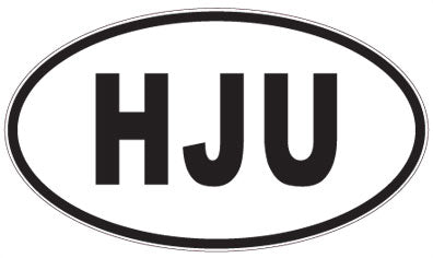 HJU - 3 Letter Initials Oval Sticker