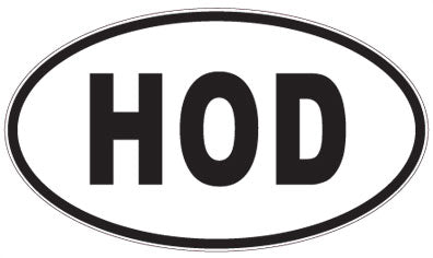 HOD - 3 Letter Initials Oval Sticker