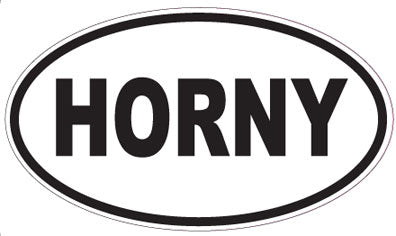 HORNY - Oval Sticker