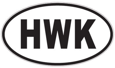 HWK - 3 Letter Initials Oval Sticker
