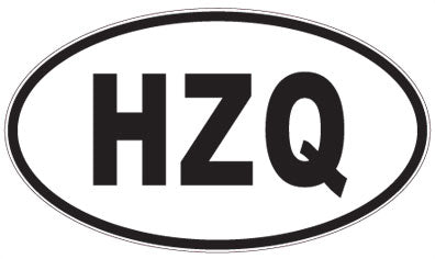 HZQ - 3 Letter Initials Oval Sticker