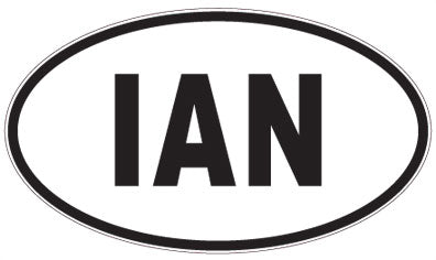 IAN - 3 Letter Initials Oval Sticker