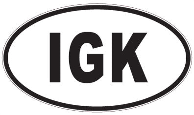 IGK - 3 Letter Initials Oval Sticker