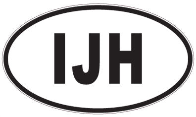 IJH - 3 Letter Initials Oval Sticker