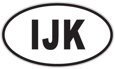IJK - 3 Letter Initials Oval Sticker