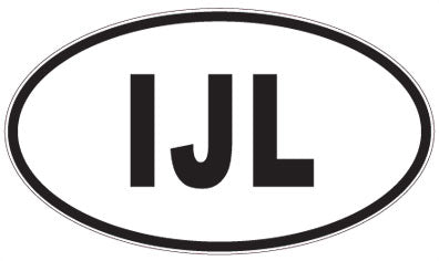 IJL - 3 Letter Initials Oval Sticker