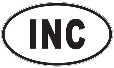 INC - 3 Letter Initials Oval Sticker