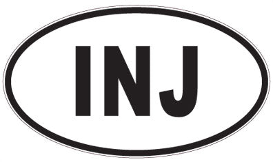 INJ - 3 Letter Initials Oval Sticker