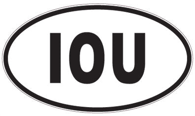 IOU - 3 Letter Initials Oval Sticker