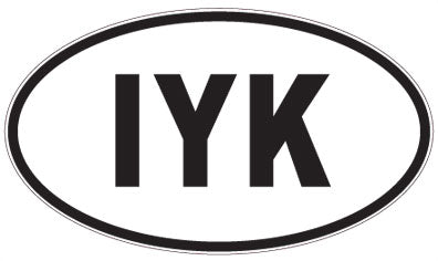 IYK - 3 Letter Initials Oval Magnet