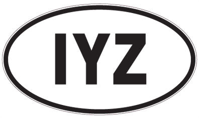 IYZ - 3 Letter Initials Oval Magnet