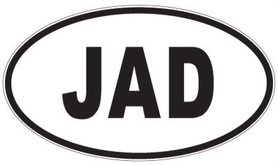 JAD - 3 Letter Initials Oval Sticker