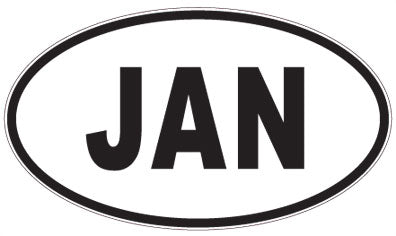 JAN - 3 Letter Initials Oval Magnet