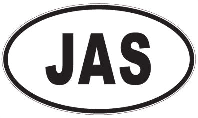JAS - 3 Letter Initials Oval Sticker