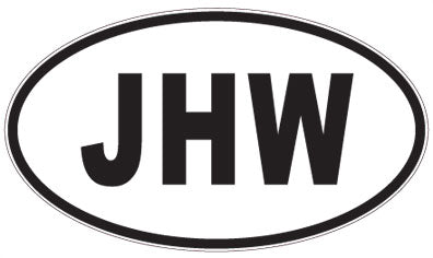 JHW - 3 Letter Initials Oval Sticker