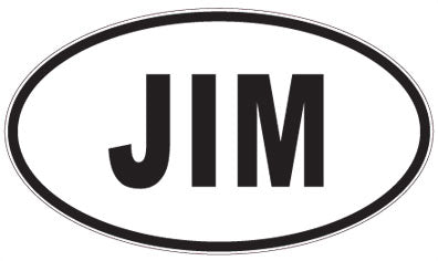 JIM - 3 Letter Initials Oval Sticker